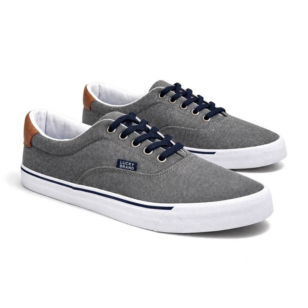 Lucky Brand Canvas Sneakers Gray Navy Lace-Up Men's Size 9.5 NIB